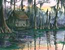 Louisiana River Cabin Watercolor