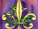 Purple Louisiana Alligator Fleur De Lis Watercolor