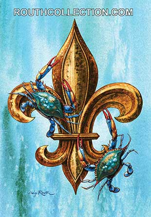 Crab Fluer-De-Lis Watercolor