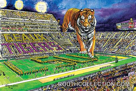 LSU Tiger Entering Death Valley Watercolor