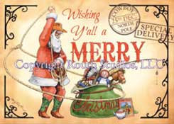 Texas Santa Lasso Christmas Card