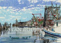 Grand Isle Port and Shrimp Boat Art Print